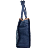 ALVIERO MARTINI - Borsa Shopping logata in denim, Blue Jeans